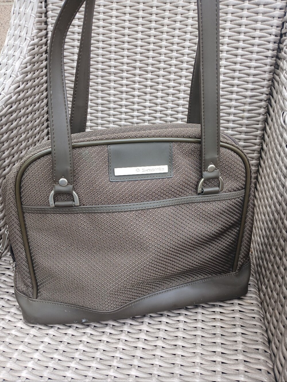 Samsonite Taupe-Brown Structured Textured Bag - Picture 15 of 15